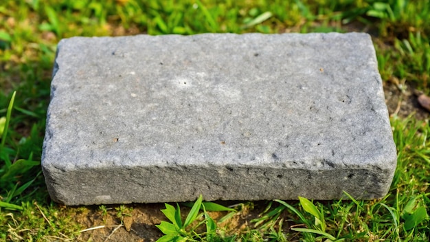 Photo medium shot of a flat brick shaped rock found many years ago