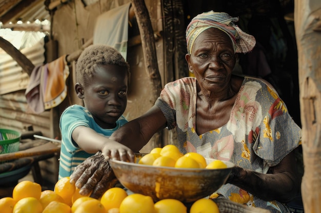 Photo medium shot grandma and kid with food