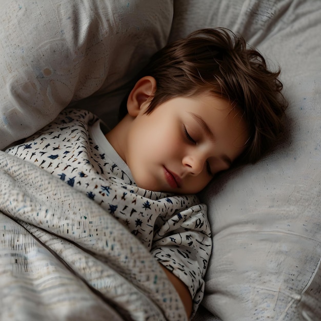 Photo medium shot kid sleeping indoors