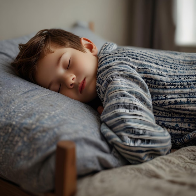 Photo medium shot kid sleeping indoors