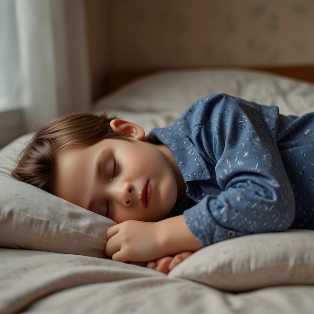 Photo medium shot kid sleeping indoors