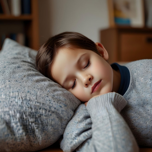 Photo medium shot kid sleeping indoors