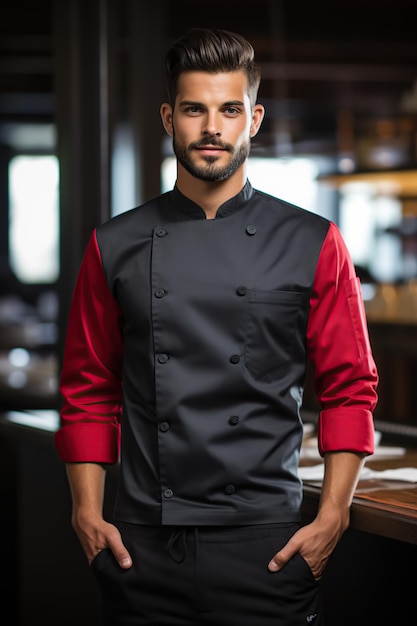 Medium shot of male chef posing AI Generated