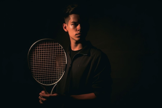 Medium Shot of Man Holding Racket Ready to Swing