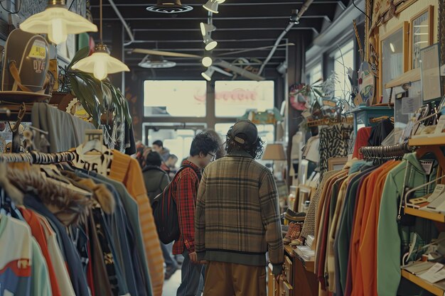 Photo medium shot of people at thrift shop