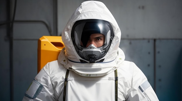 Medium shot person wearing protection suit