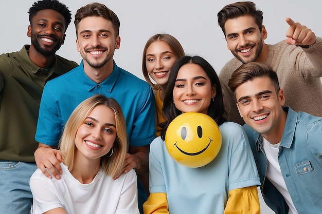 Photo medium shot smiley people posing together