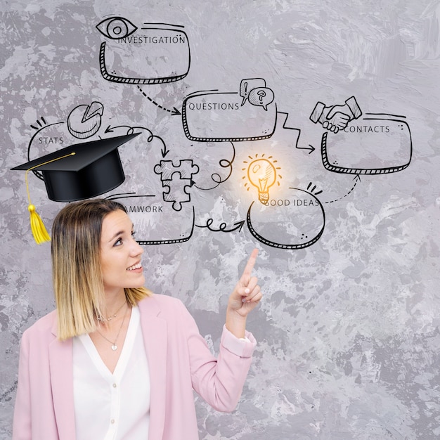 Photo medium shot woman portrait with graduation cap