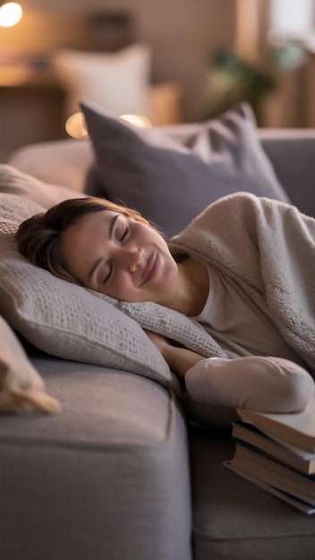 Medium shot woman sleeping indoors