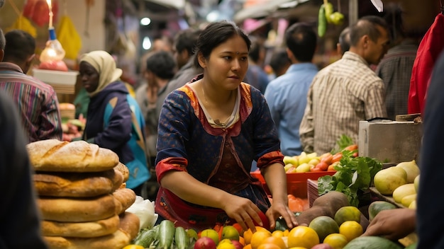 Medium shot woman working in market