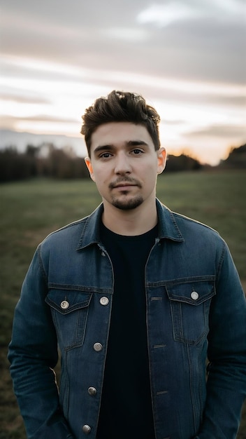 Medium shot young man posing outdoors