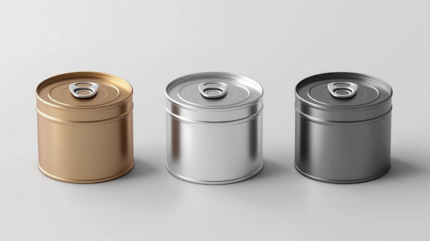 Photo medium size food tin can packaging mockup