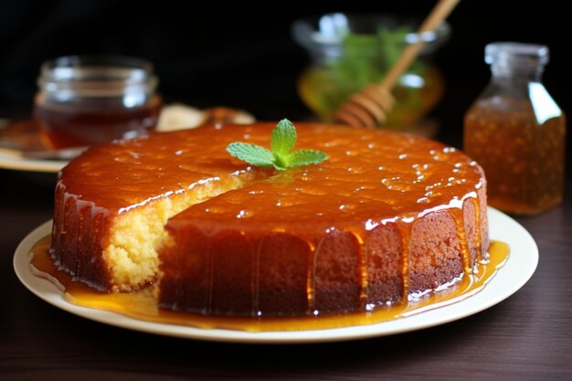 Medovik cake with a simple honey glaze