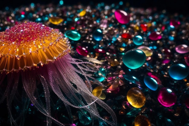 Photo medusa jellyfish glowing underwater in an aquarium