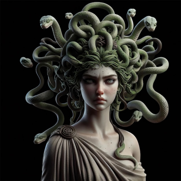 Photo medusa mythological female gorgon with snakes in her head