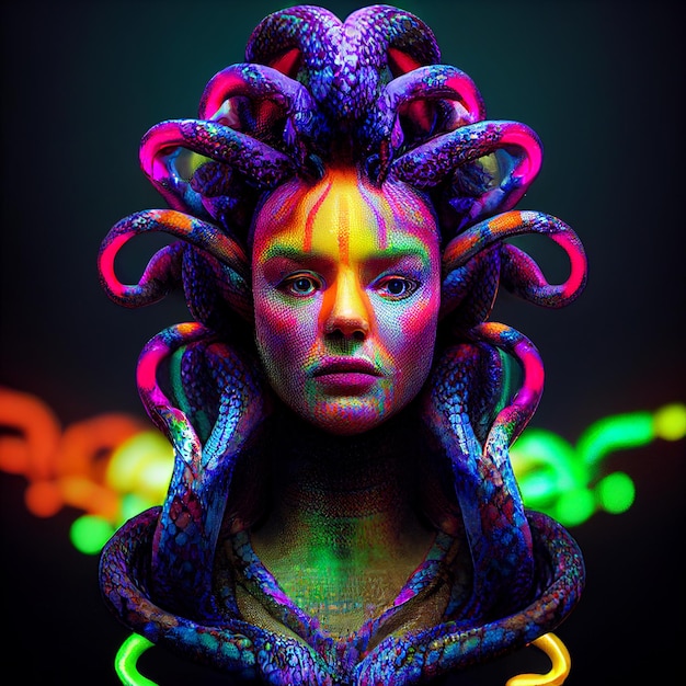 Medusa portrait Woman with snakes on her head