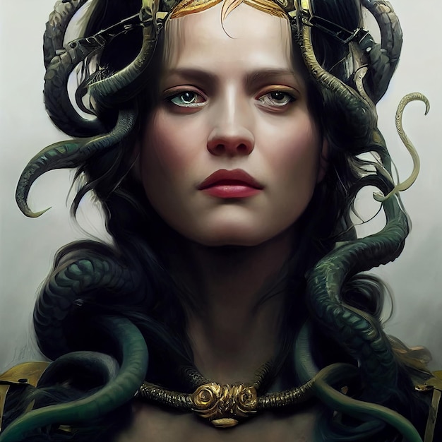 Medusa portrait Woman with snakes on her head