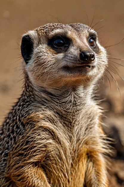 Photo a meerkat is looking at the camera and is looking at the camera