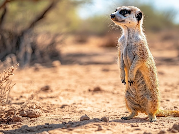 Meerkat standing guard in African desert