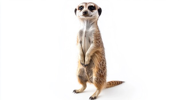 Photo a meerkat standing with his arms in his mouth