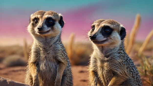 Meerkats in sand