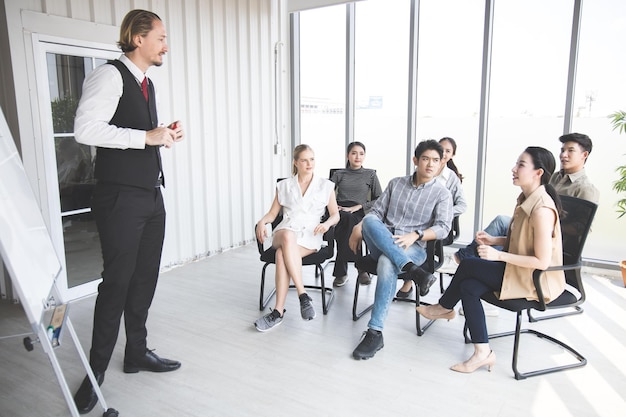 Meetings in meeting room present by businessman