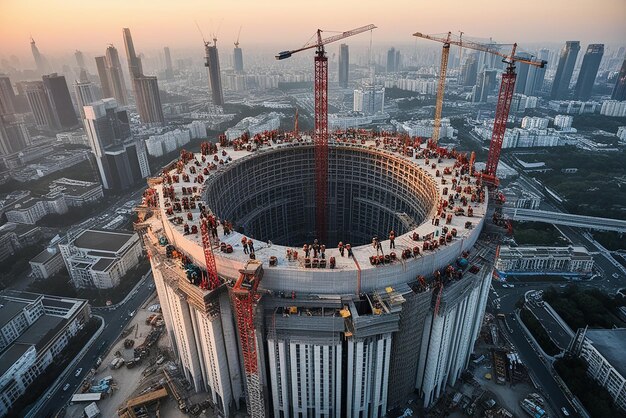 Photo mega construction project in the middle of the city