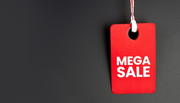 mega sale label tag badge for discount banner on black background