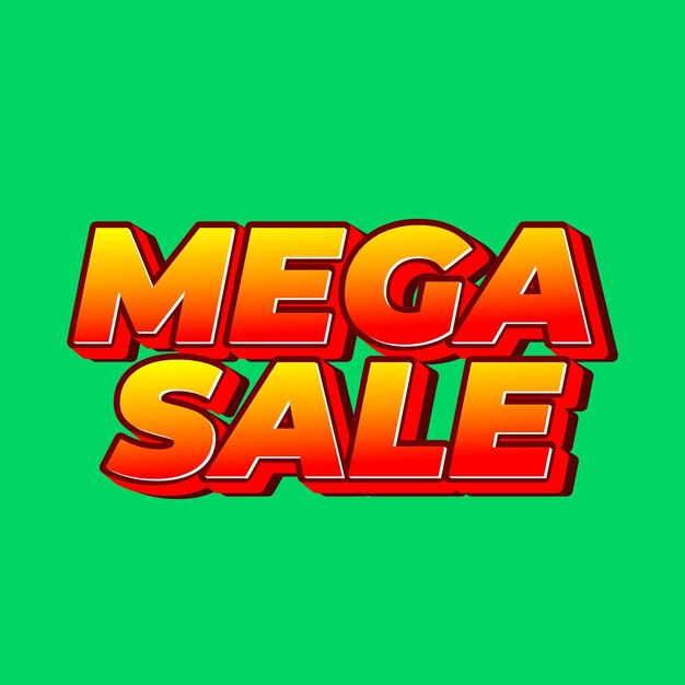 Photo mega sale text effect in 3d look with modern colors square shape