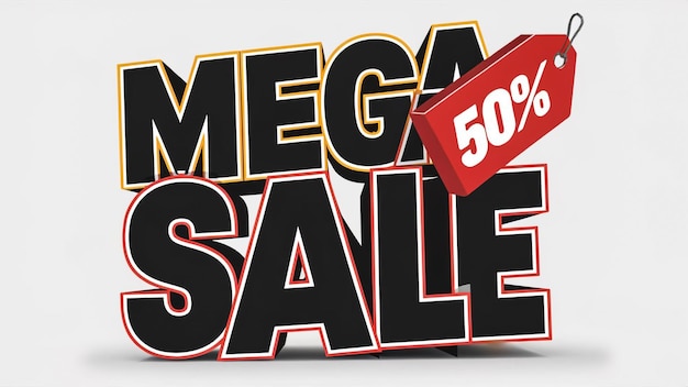 Photo mega sale up to 50 discount offer icon isolated 3d render illustration