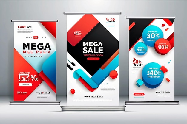 Photo mega sale with podium product display banner template