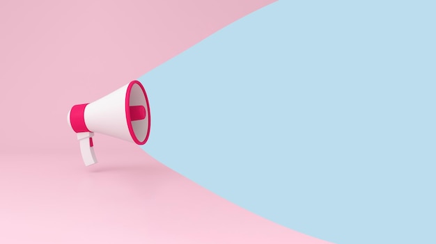 Megaphone Announcement on Pink Background with copy space on blue