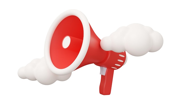 Megaphone cloud 3d render Minimal 3d render illustration isolated on white background