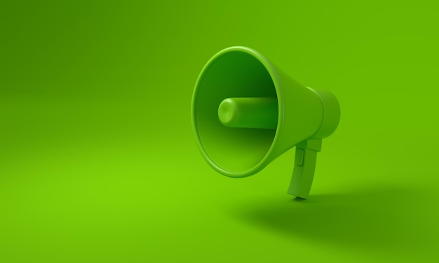 Megaphone on green background Sustainability concept