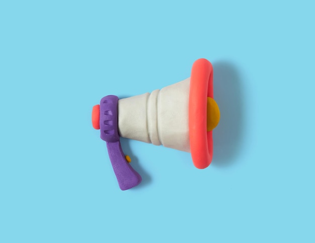 Megaphone made of plasticine Concept of marketing social networks advertising and promotion