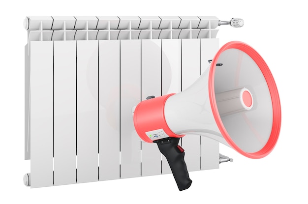 Megaphone with heating radiator 3D rendering