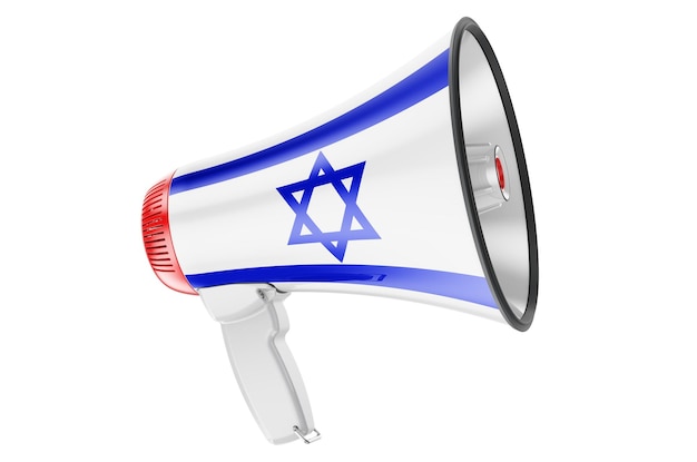 Megaphone with Israeli flag 3D rendering