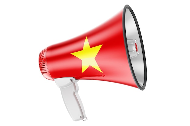 Megaphone with Vietnamese flag 3D rendering