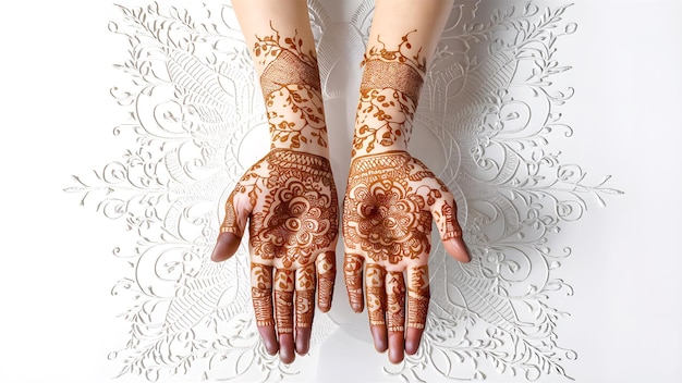 Mehndi designs on hand Henna Design Marital Hand Design Background Indian hand art Mehendi Sticker