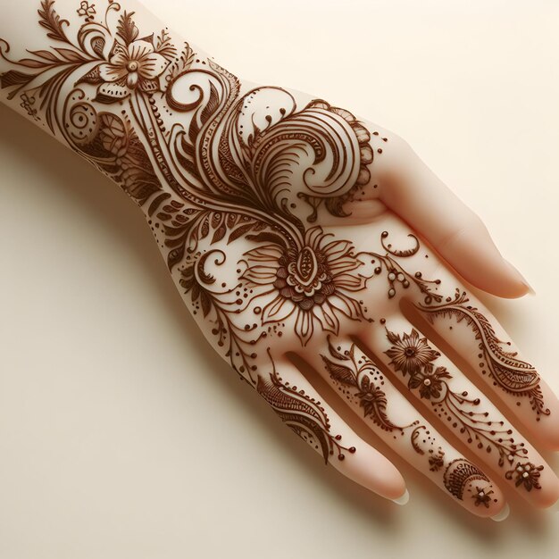 Photo mehndi elegance discover the allure of mehndis delicate motifs a graceful dance of natureinspire