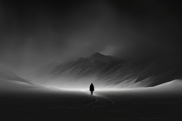 Melancholic desolate minimalist dark abstract art