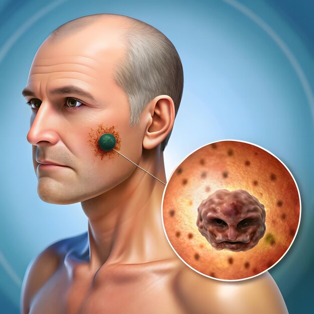 Photo melanoma skin cancer mole medical illustration dangerous tumor dermatology early detection hea