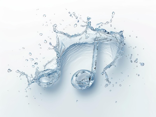 Melodic Water Note Floating on White Background