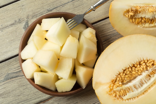 Melon on table