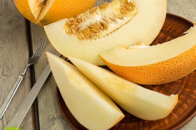 Melon on table