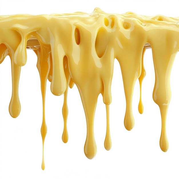 Photo melted cheese dripping closeup of gooey cheese texture