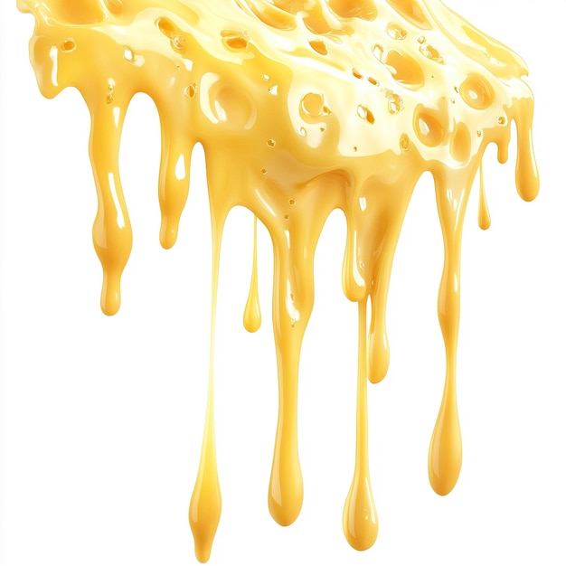 Photo melted cheese dripping closeup of gooey cheese texture