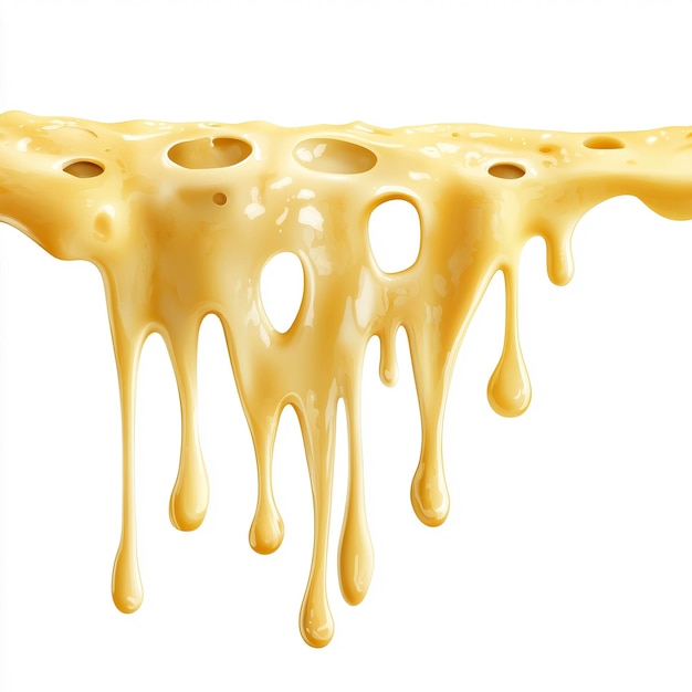 Photo melted cheese dripping closeup of gooey cheese texture