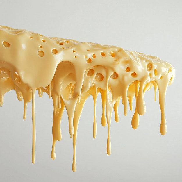 Photo melted cheese dripping closeup of gooey cheese texture