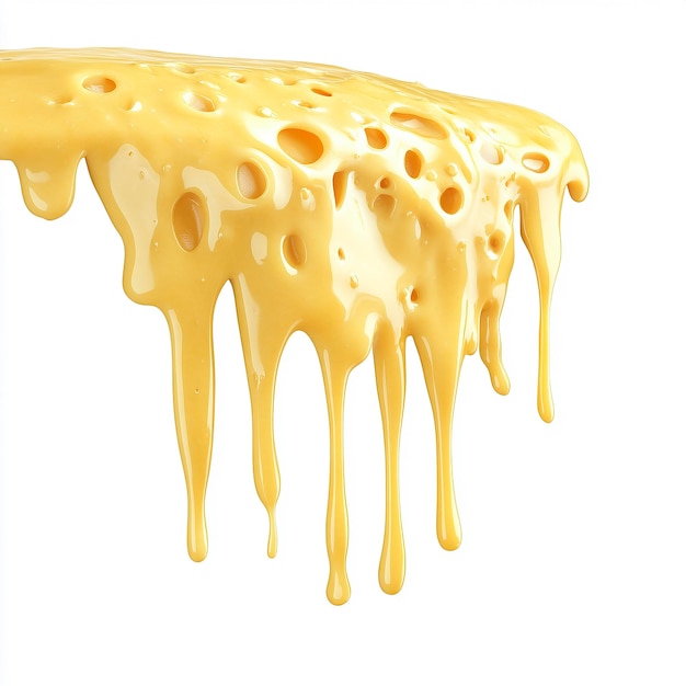 Photo melted cheese dripping closeup of gooey cheese texture